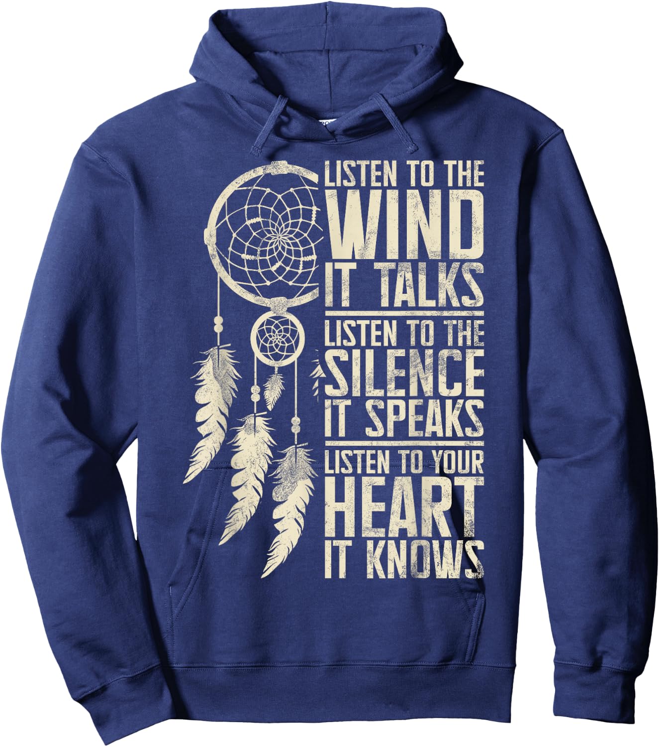 Indian Cherokee Indian Pride Tribal Headdress Art , black Hoodie - Hoodie | Navy