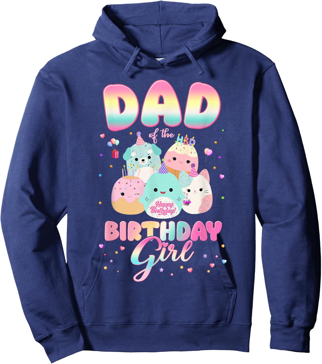 Birthday Family Party Squish Squad Dad Of The Birthday Girl Hoodie - Hoodie | Navy