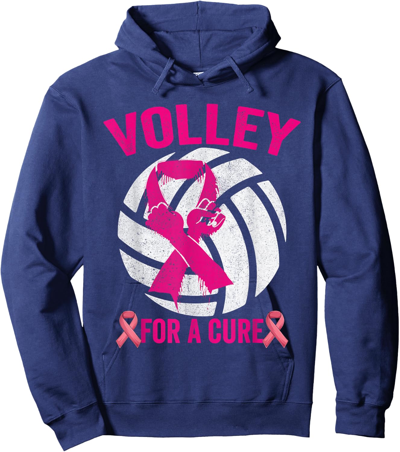 Volley For A Cure Volleyball Breast Cancer Awareness Hoodie - Hoodie | Navy