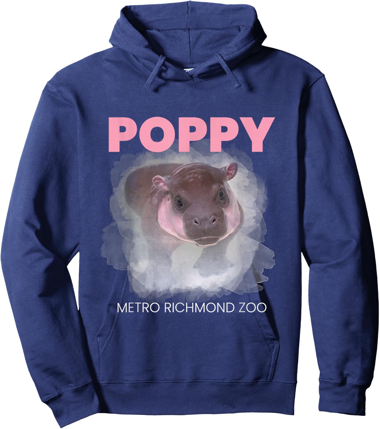 Poppy Cute Baby Pygmy Hippo Official Merch Hoodie - Hoodie | Navy