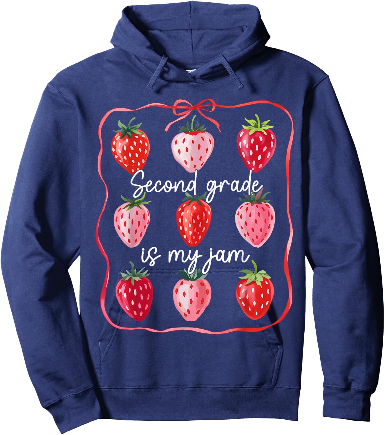 Second Grade Is My Jam Strawberry 2nd Grade Back To School Hoodie - Hoodie | Navy