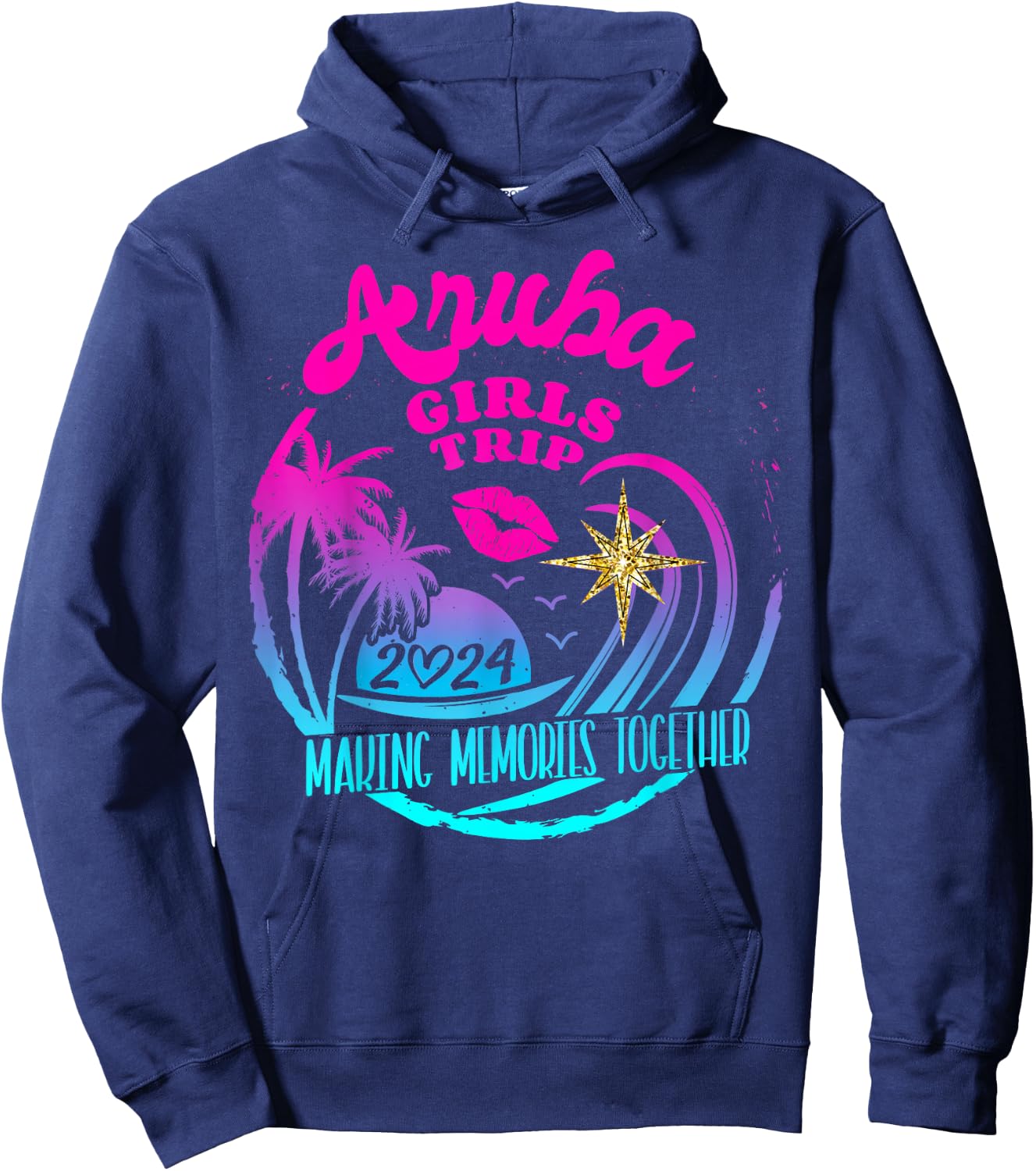 Girls Trip Aruba 2024 Beach Weekend Birthday Squad Hoodie - Hoodie | Navy