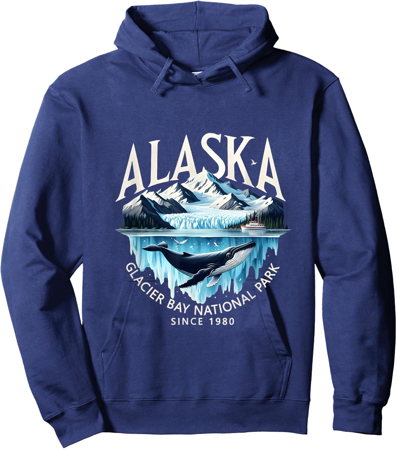Alaska Glacier Bay National Park Sine 1980 Alaska Cruise Hoodie - Hoodie | Navy