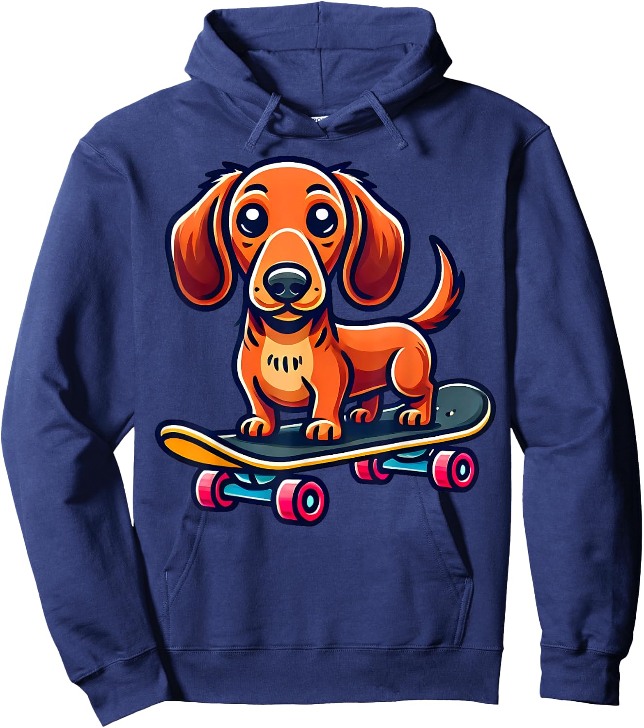 Skateboard Dachshund Cute Skater Doxie Funny Dog Wiener , Black, S Hoodie - Hoodie | Navy