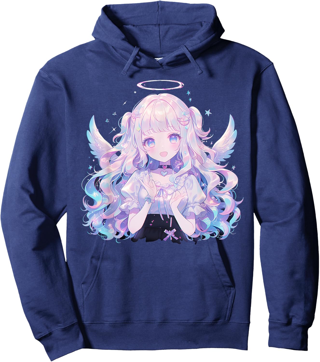 Japanese Tableware Manga Gothic Demon Waifu Retro , Black, S Hoodie - Hoodie | Navy