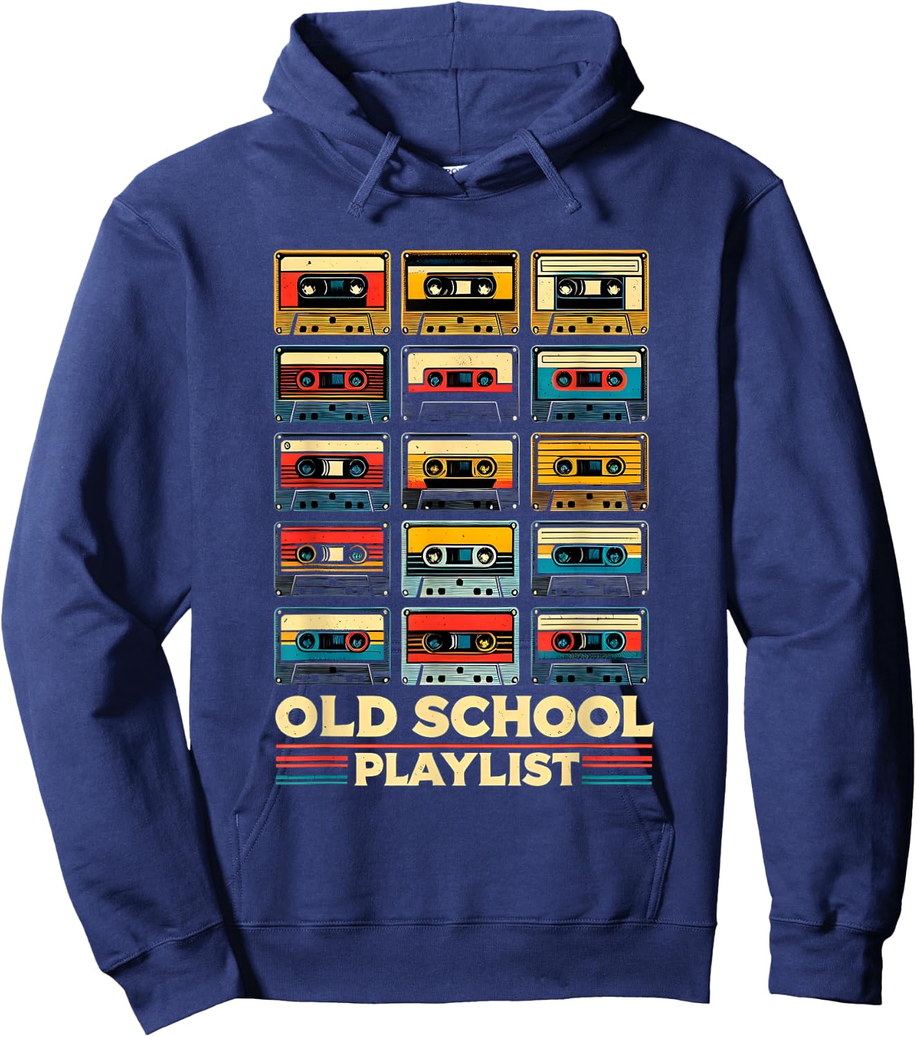 Old School Playlist Retro 80s 90s Cassette Tape Music Hoodie - Hoodie | Navy