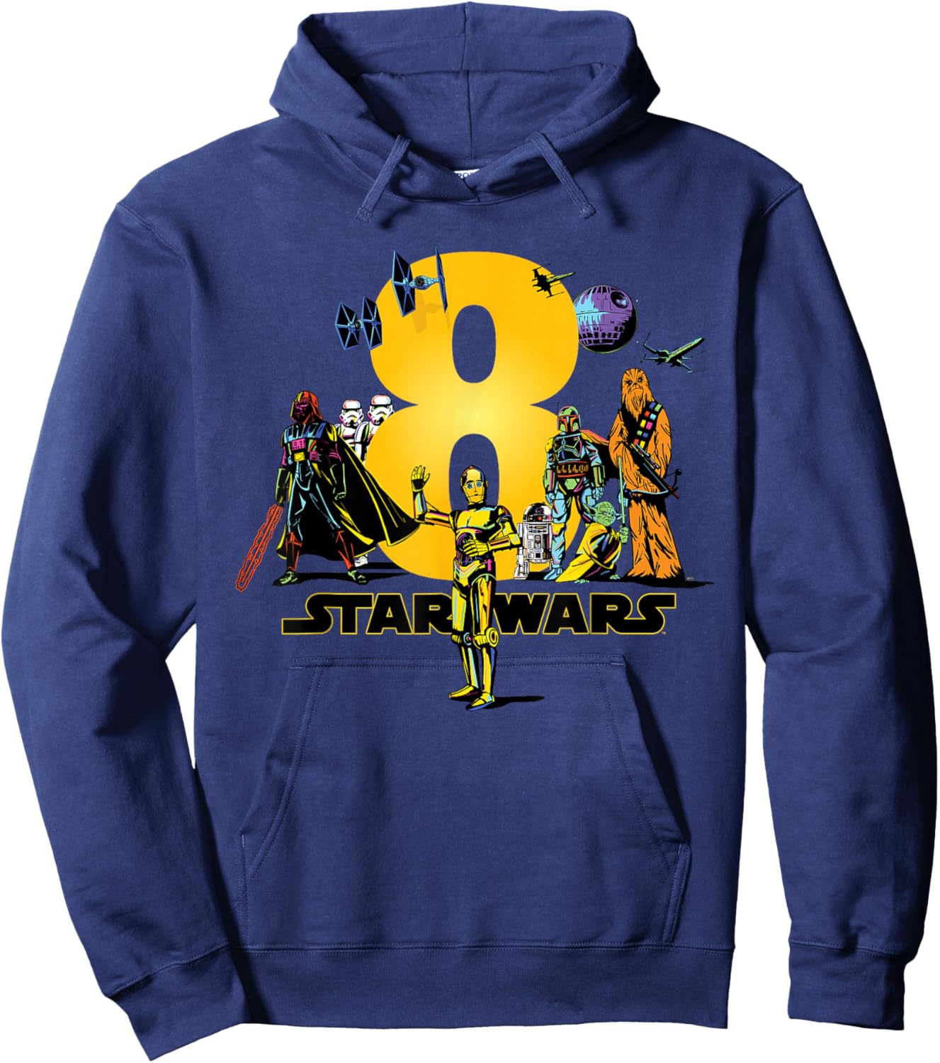 Star Wars Classic Characters Eighth Birthday 8 Years Old , black Hoodie - Hoodie | Navy
