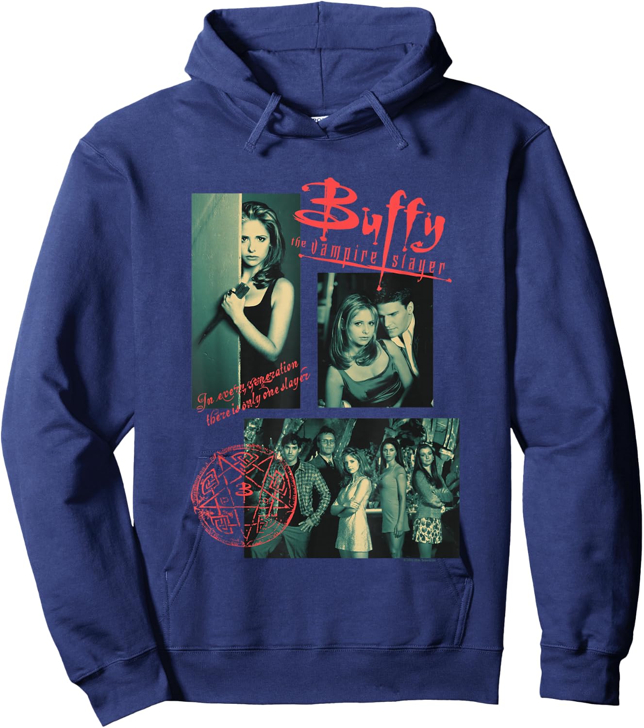Buffy The Vampire Slayer Sunnydale High Vintage Collage , Black, S Hoodie - Hoodie | Navy