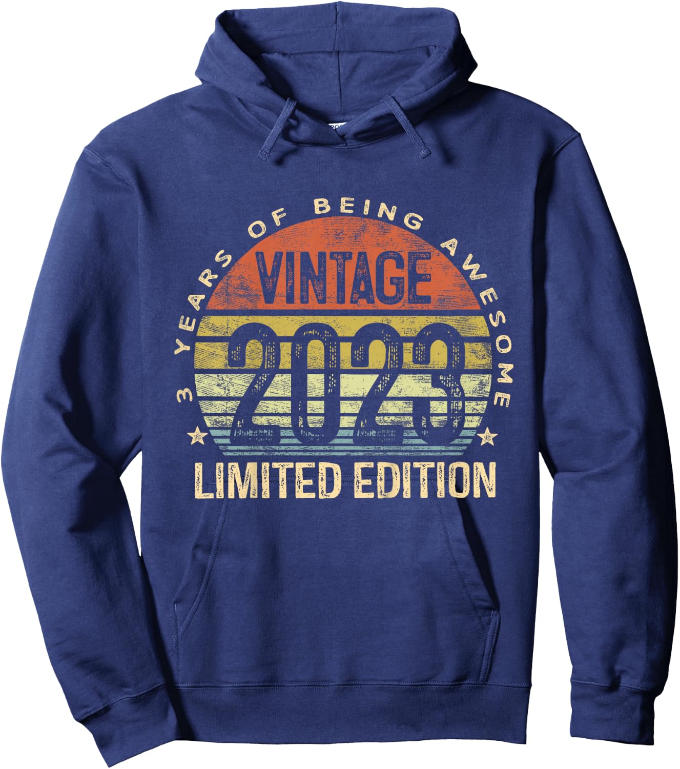 Vintage 2023 Limited Edition 3-Year-Old 3rd Birthday Hoodie - Hoodie | Navy