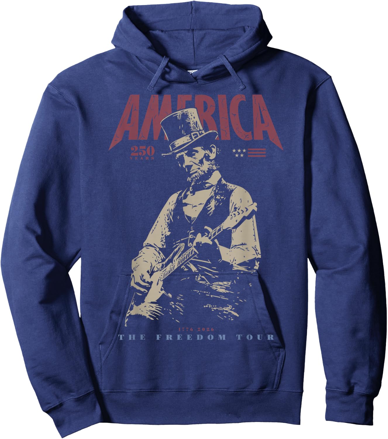 Abraham Lincoln Playing Guitar 4th July 250th Anniversary Hoodie - Hoodie | Navy