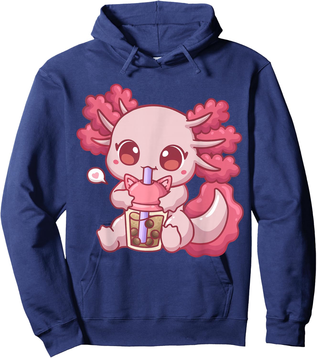 Axolotl Bubble Tea Boba Tea Anime Hoodie - Hoodie | Navy
