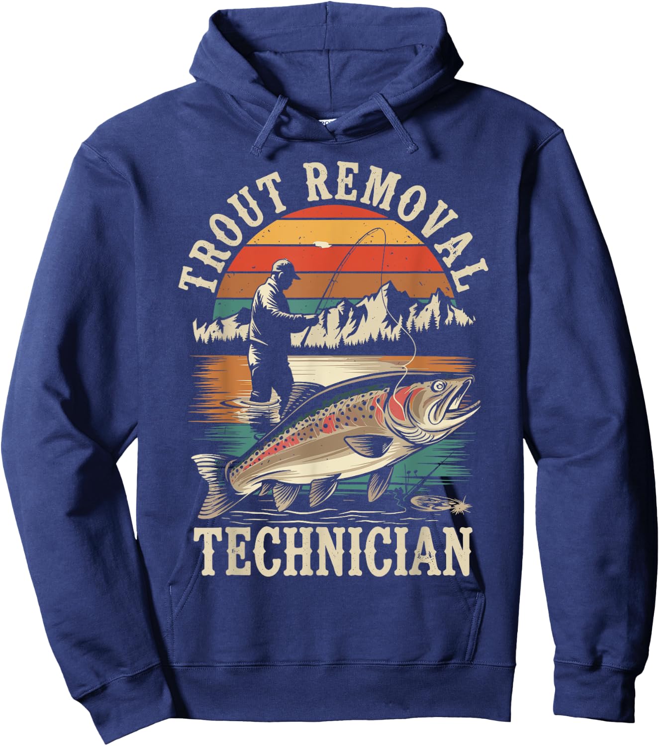 Funny Fisherman Trout Fly Fishing Father's Day JM -Adults Black Short Sleeve Hoodie - Hoodie | Navy