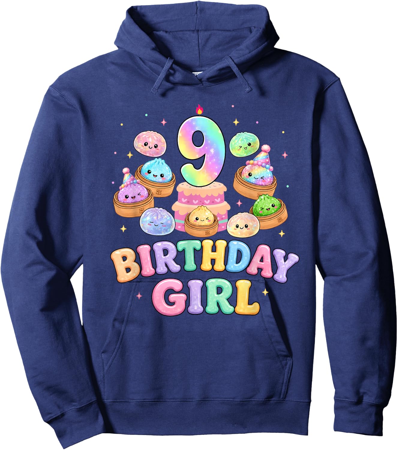 9th Birthday Girl Dumpling Shirt Cute Kawaii Dumpling Party Hoodie - Hoodie | Navy