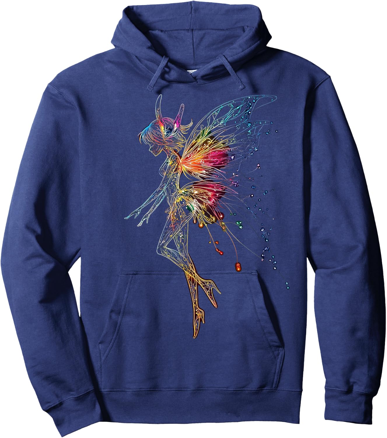 Fairy Mythical Graphic Fantasy Illustration Fairy , Black, S Hoodie - Hoodie | Navy