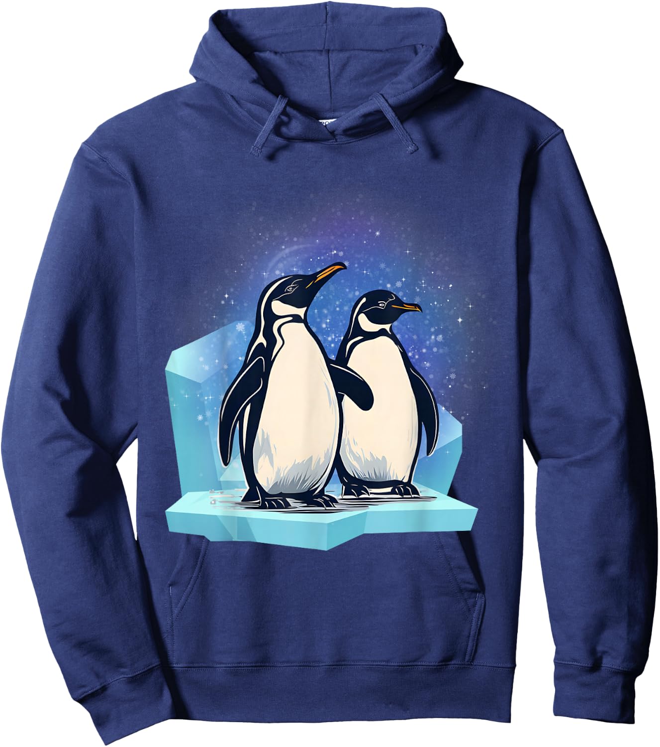 Penguins on the Ice Floe Two Penguins Cute Penguins Hoodie - Hoodie | Navy