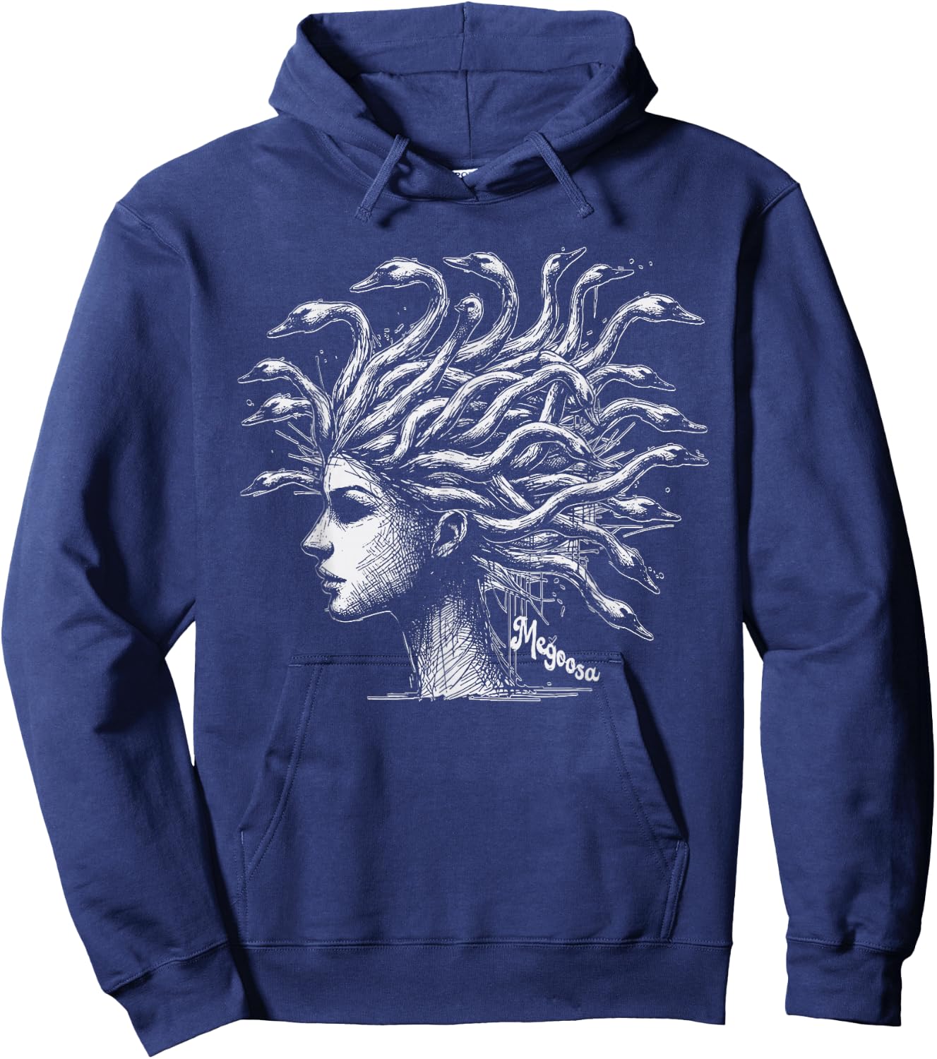 Funny Pun Medusa Snakes Greek Mythology Gorgon Megoosa Hoodie - Hoodie | Navy
