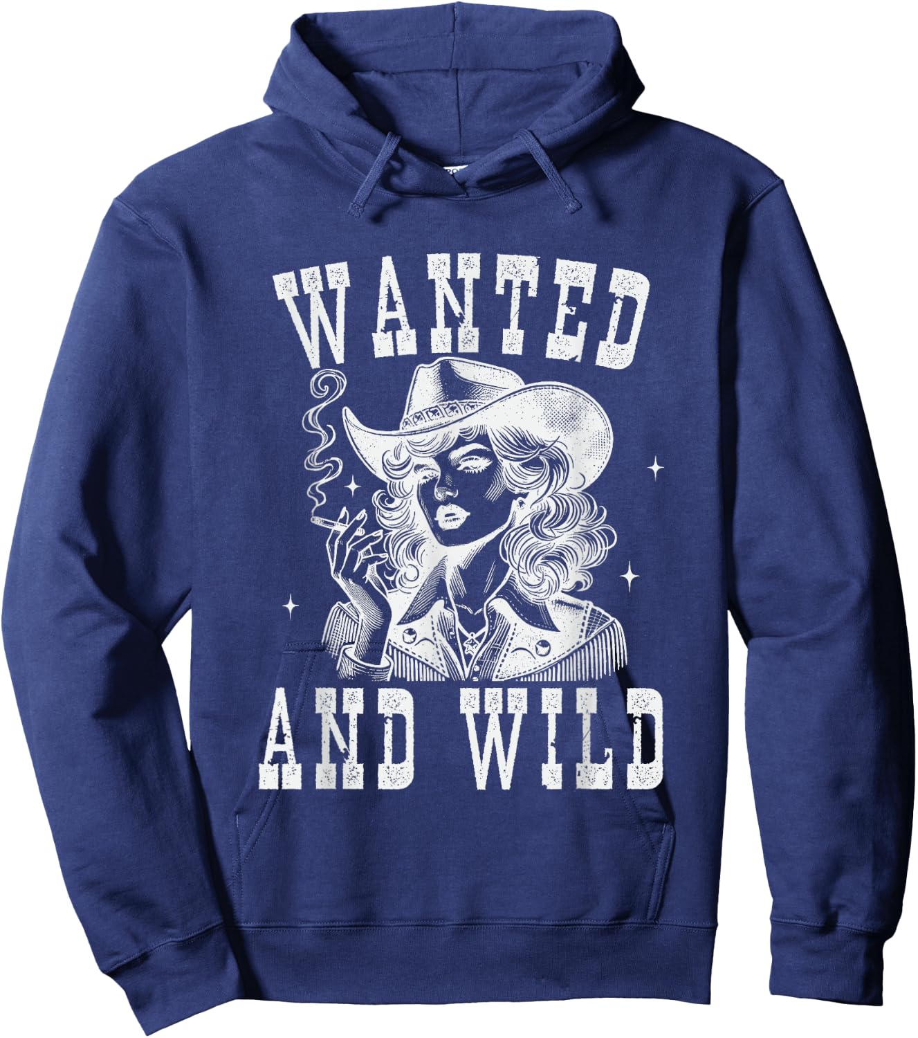 Wanted And Wild Cowboy Lady Illustration Hoodie - Hoodie | Navy