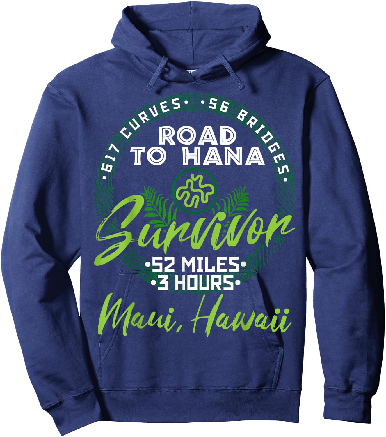 Road To Hana Survivor Curvy Palm Maui Hawaii Liebhaber Hoodie - Hoodie | Navy