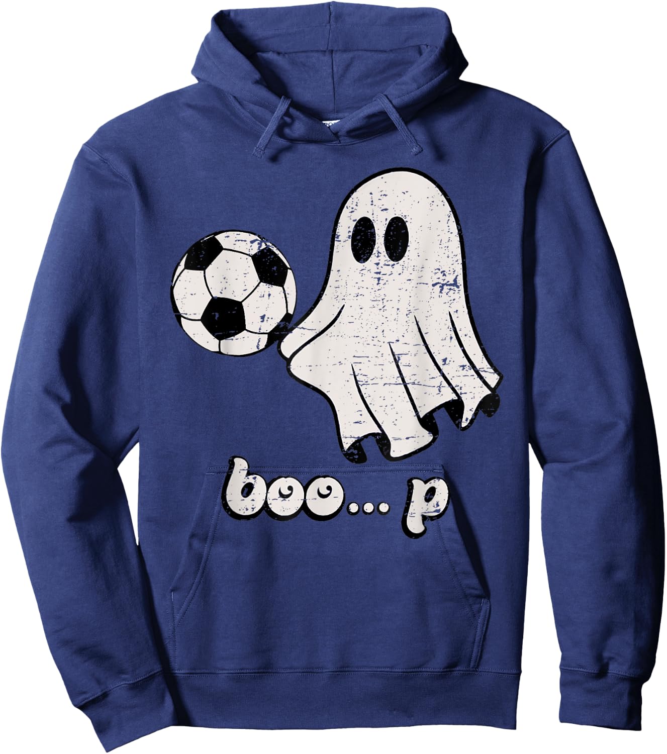 Cute Ghost Playing Football Soccer Player Halloween Costume Hoodie - Hoodie | Navy