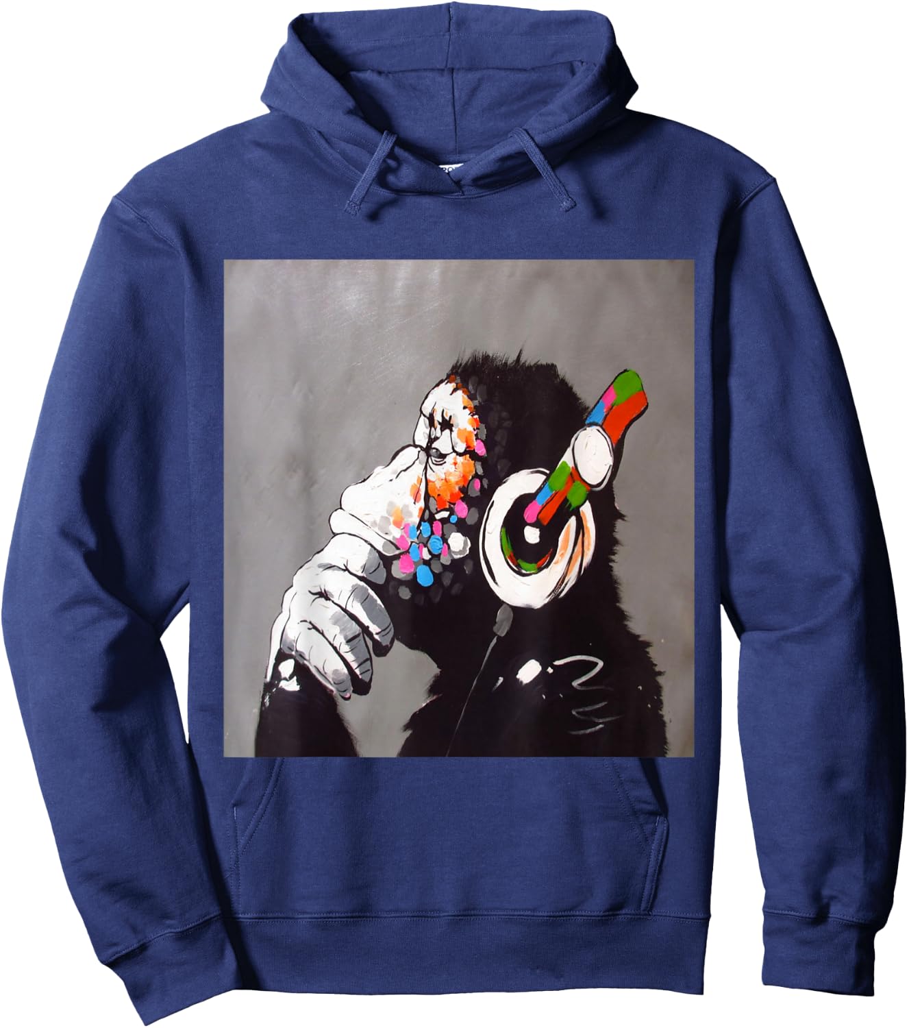 Funny Monkey Head Phone Hoodie - Hoodie | Navy