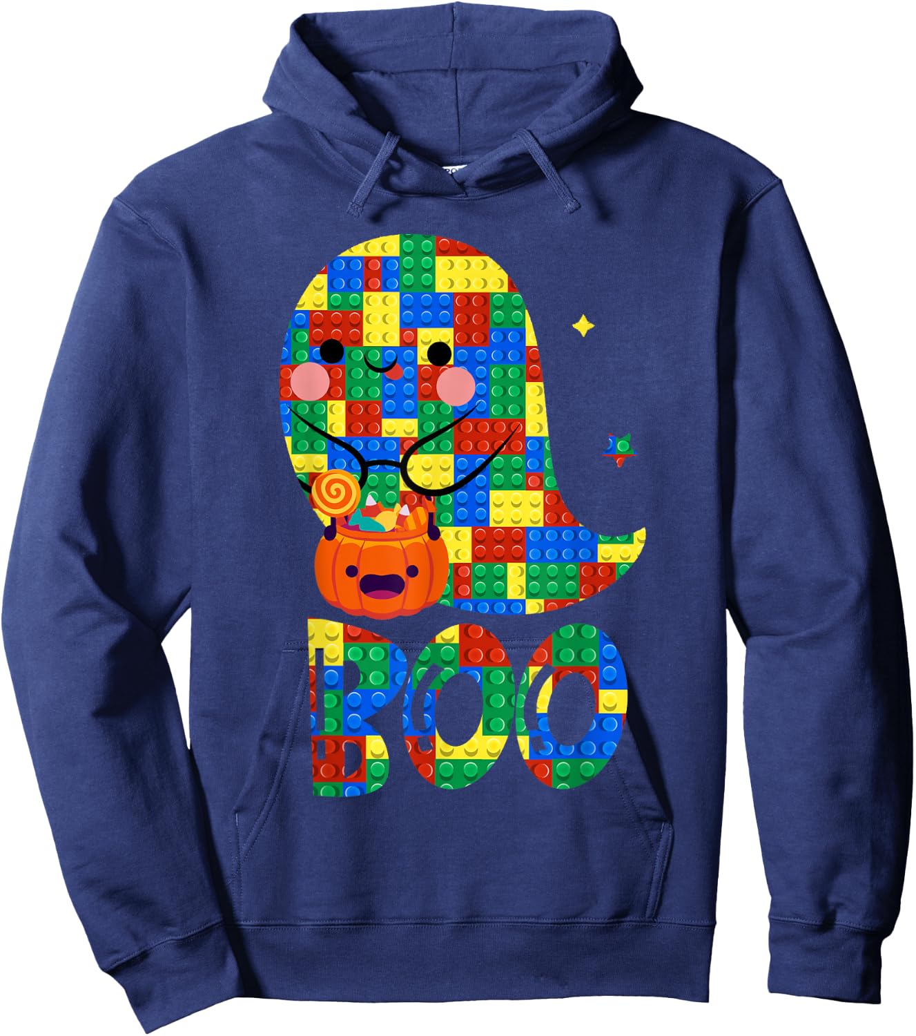 Building Blocks Ghost Boo Master Builder Halloween Costume Hoodie - Hoodie | Navy