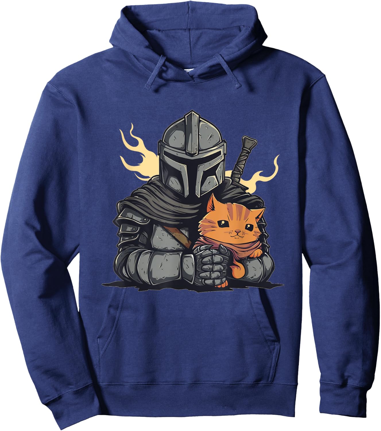 Funny Knight with helmet and cat in hand Men Women Kids Hoodie - Hoodie | Navy