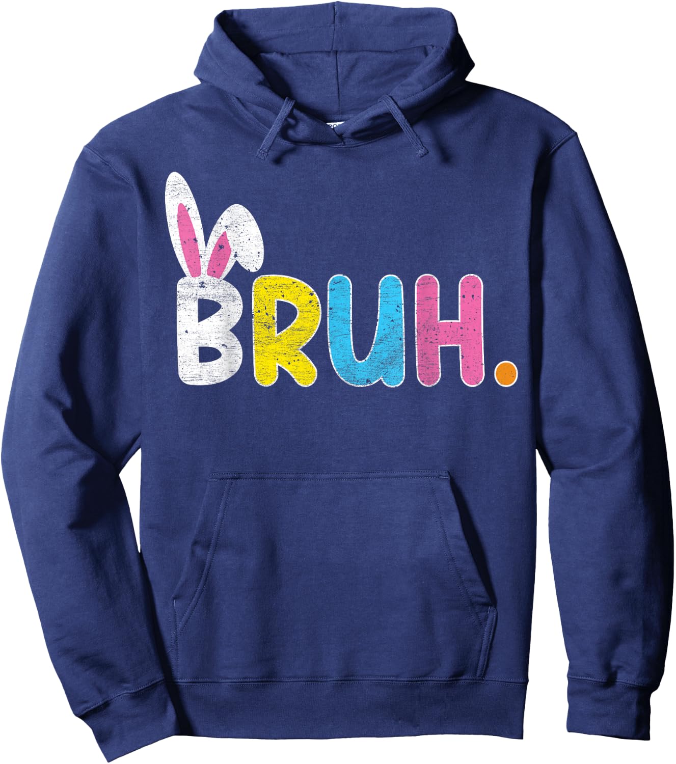Bruh Meme Easter Day Funny Bunny Eggs Teens Boys Kids Men Hoodie - Hoodie | Navy