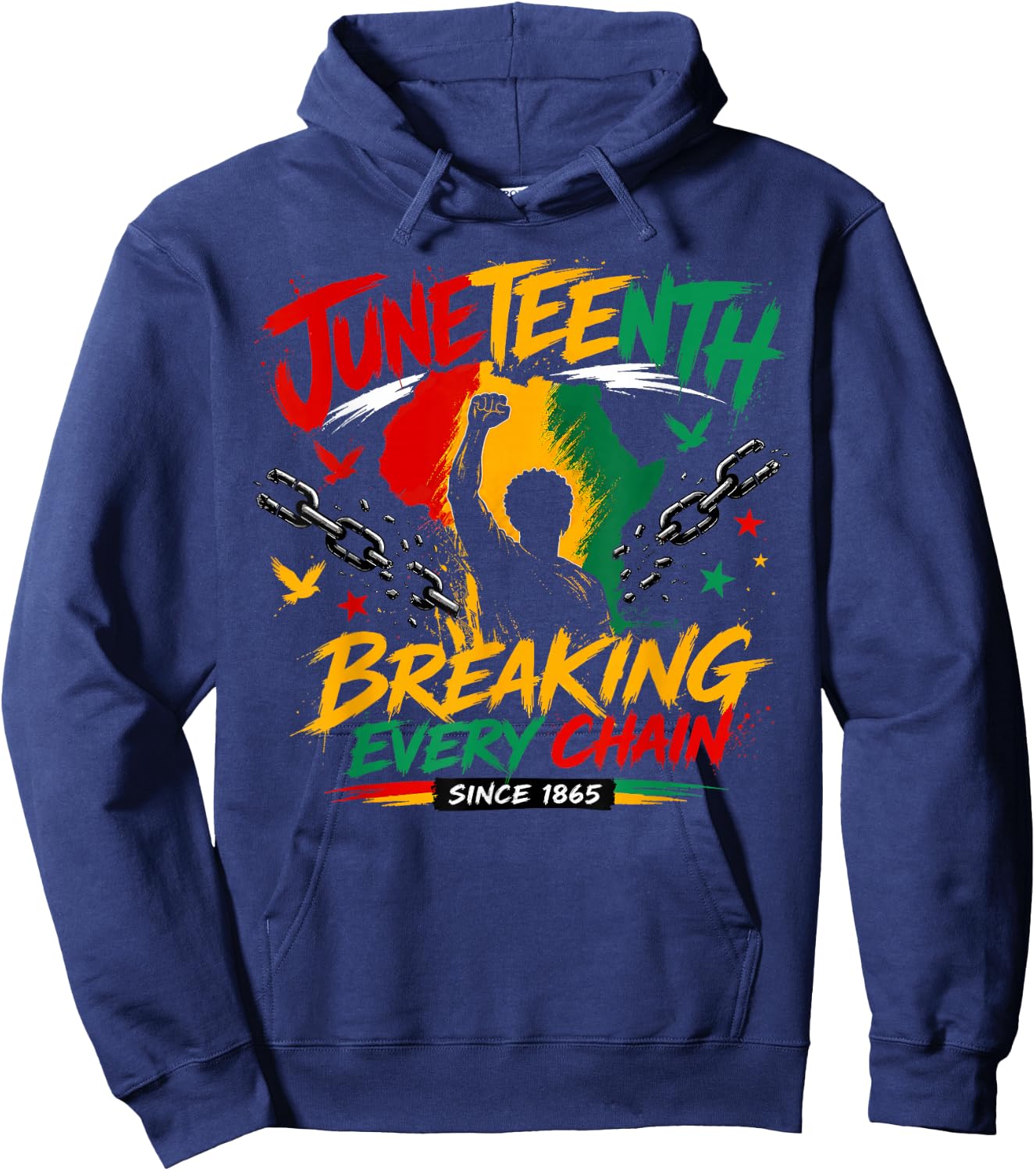 Juneteenth Breaking Every Chain Since 1865 Freedom Men Kids Hoodie - Hoodie | Navy