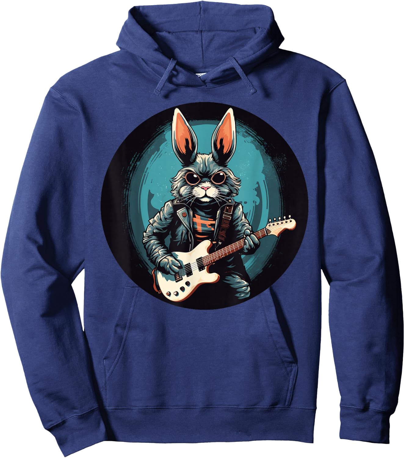 Cool electric guitar bunny for rock'n roll Easter Hoodie - Hoodie | Navy