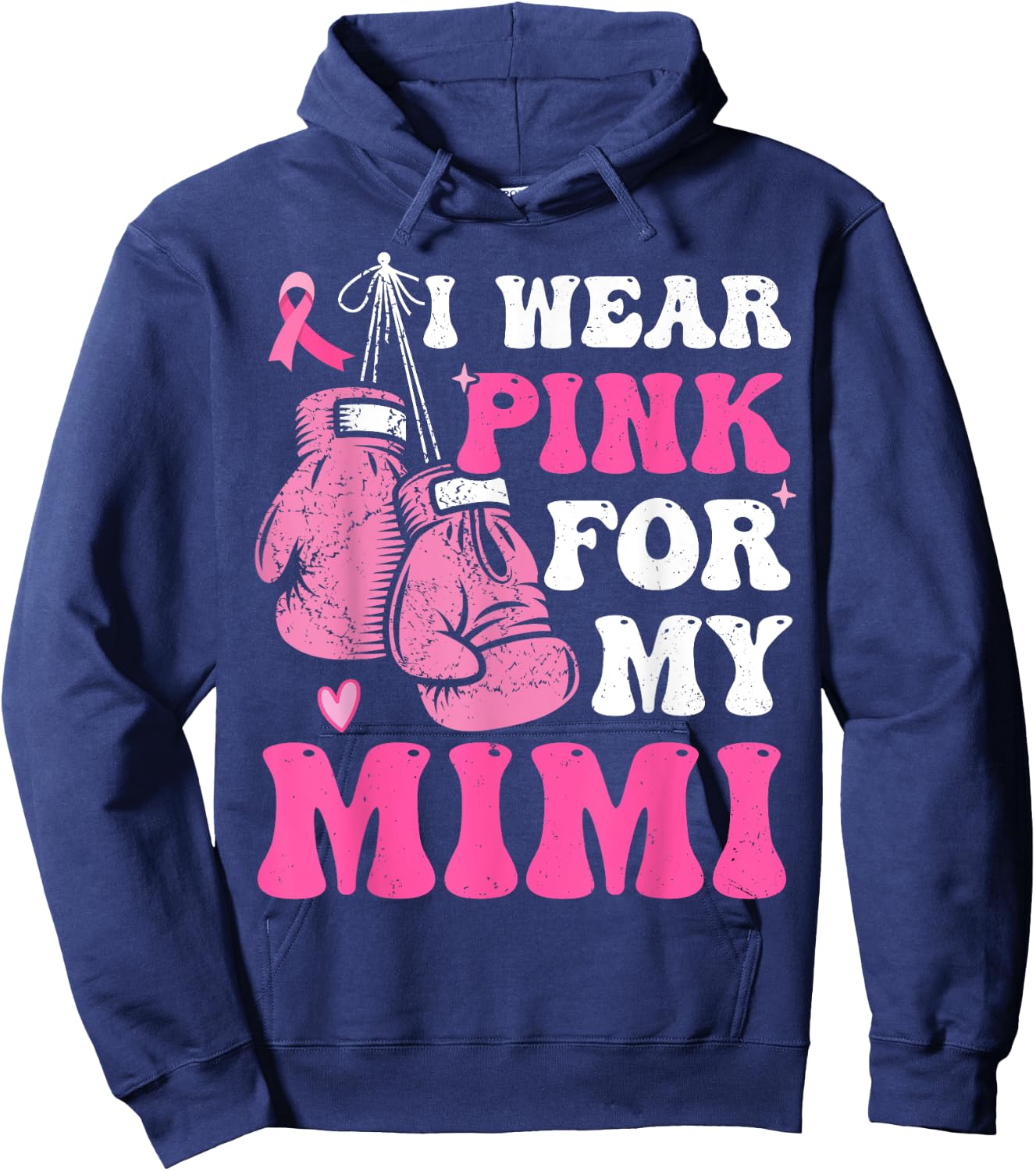I Wear Pink For My Mimi Breast Cancer Mom Awareness Kids Hoodie - Hoodie | Navy