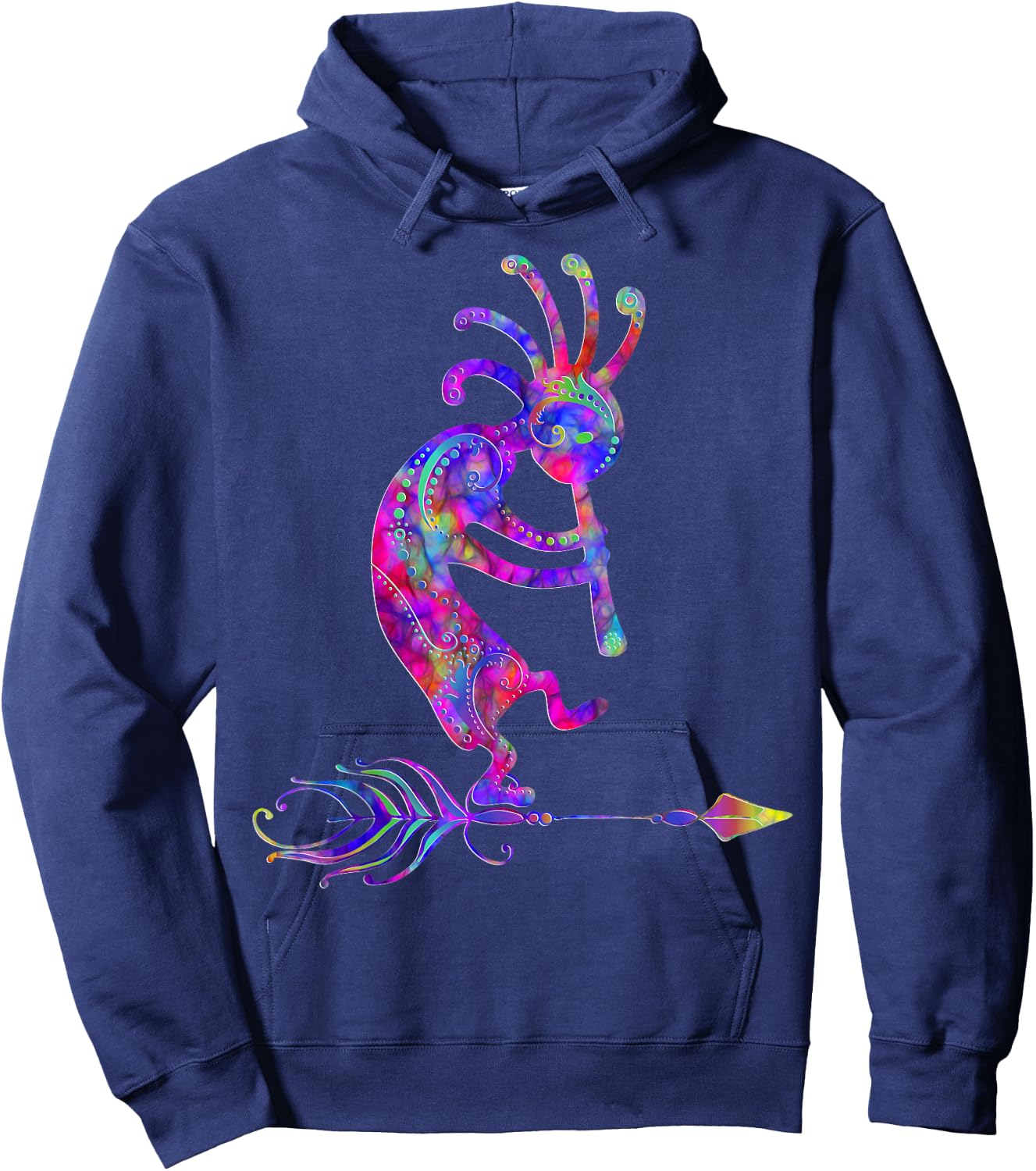 Native American Kokopelli with Feather 2 - Fan Fun Hoodie - Hoodie | Navy