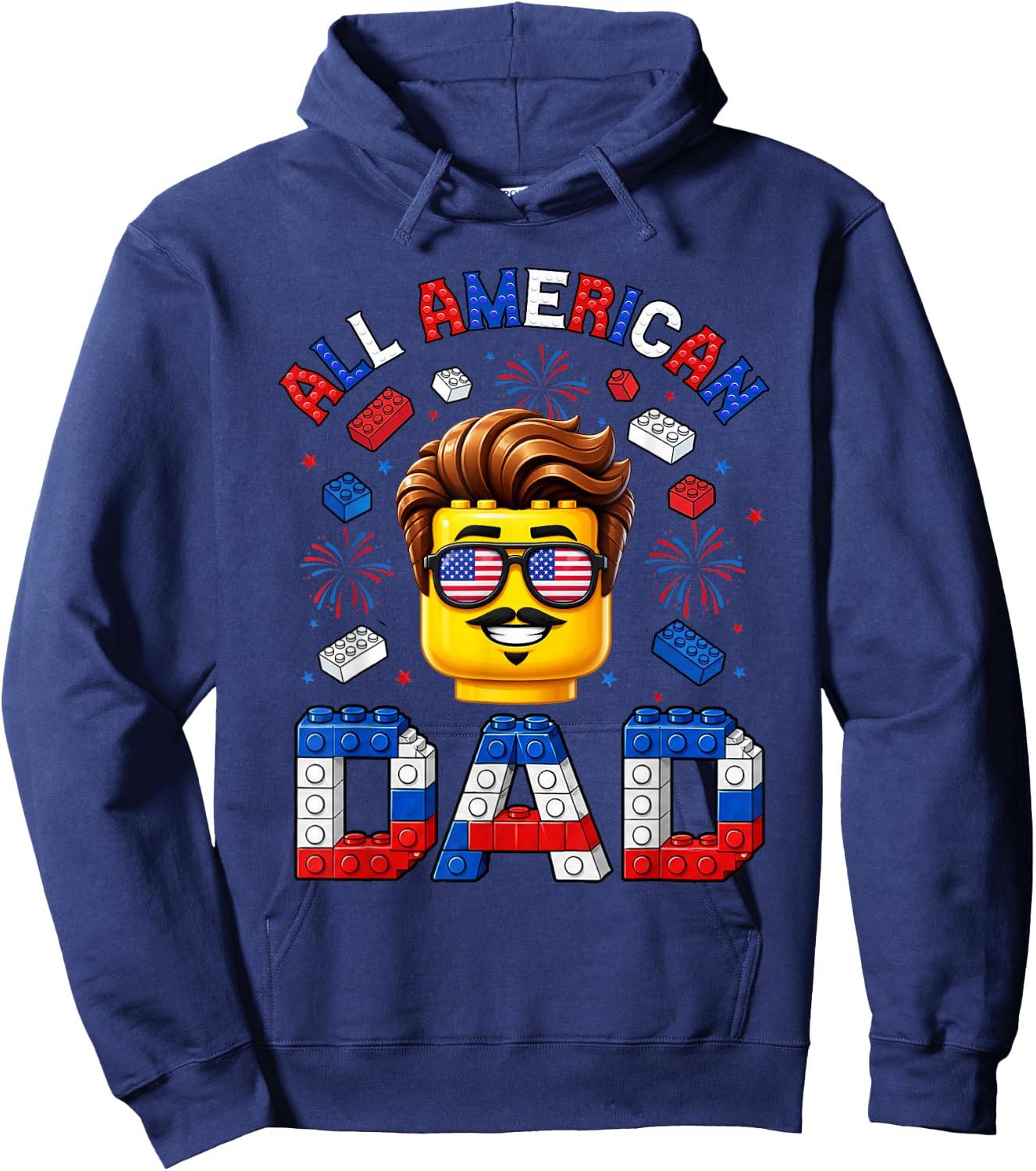 All American Dad 4th of July Master Builder Family Matching Hoodie - Hoodie | Navy