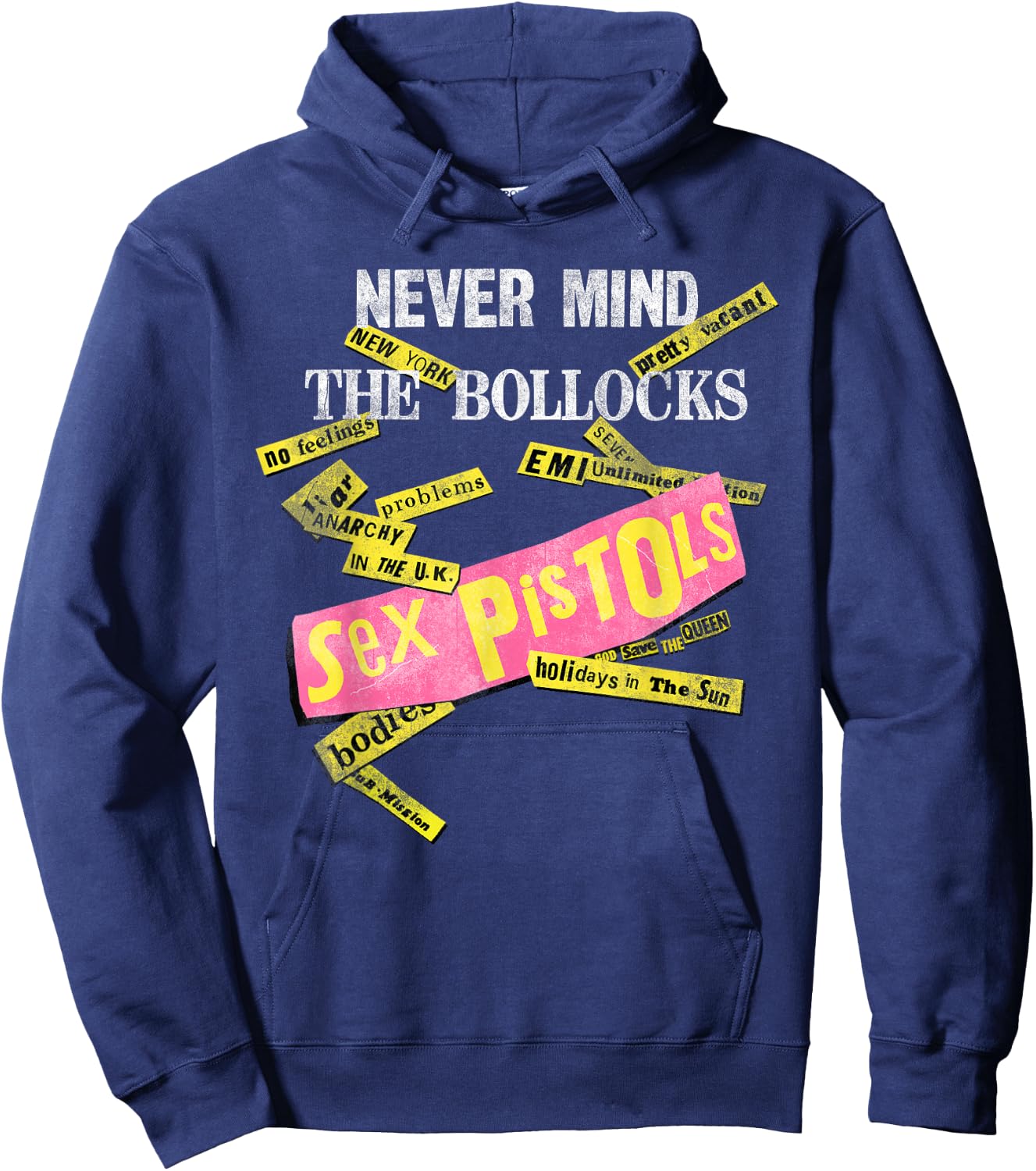 Sex Pistols Official Never Mind The Bollocks Tabs Hoodie - Hoodie | Navy