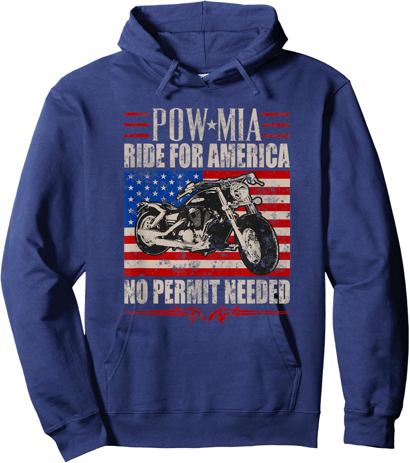 Veteran Pow Mia Motorcycle Ride 2021 Biker Support Hoodie - Hoodie | Navy