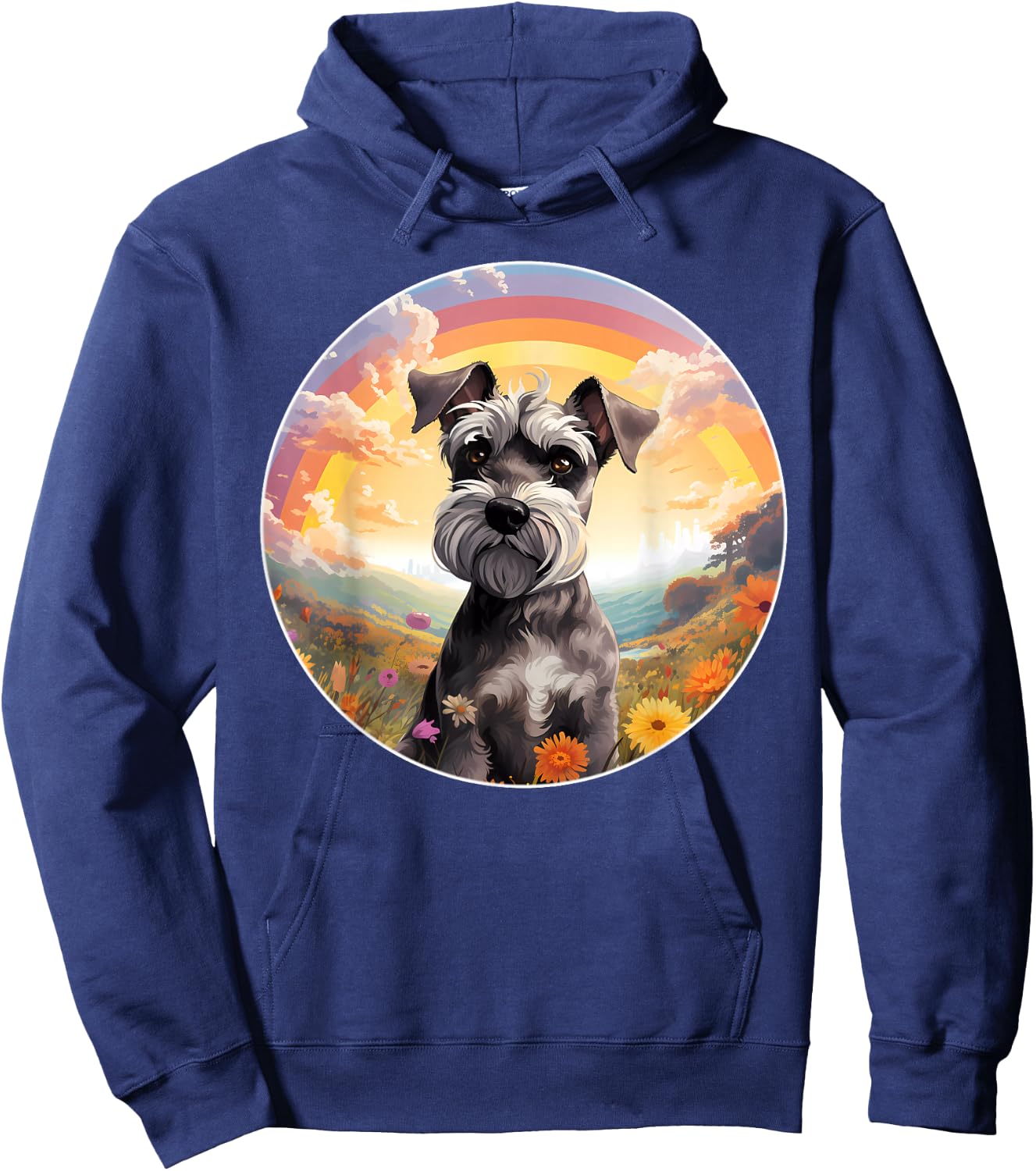 Miniature Schnauzer Lover Cute Rainbow Bridge Puppy Dog Art Hoodie - Hoodie | Navy