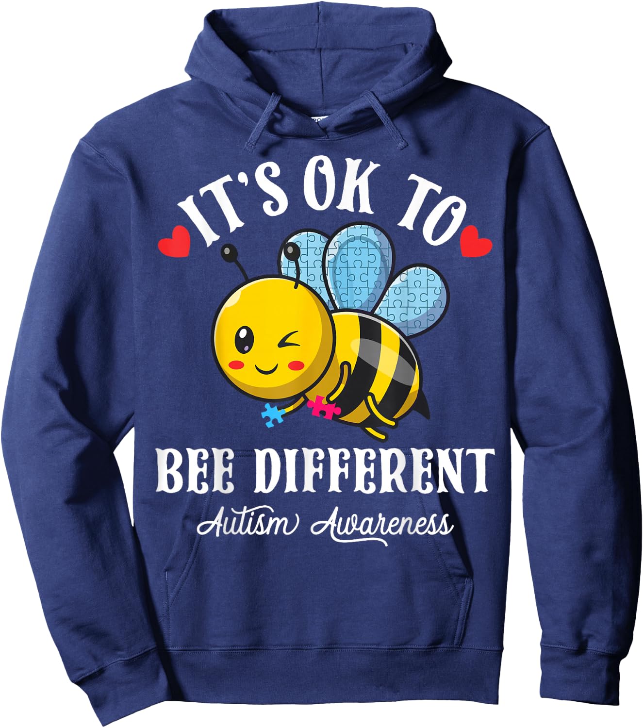 Autism Awareness Bee It's Ok to Be Different Autistic Bees Hoodie - Hoodie | Navy