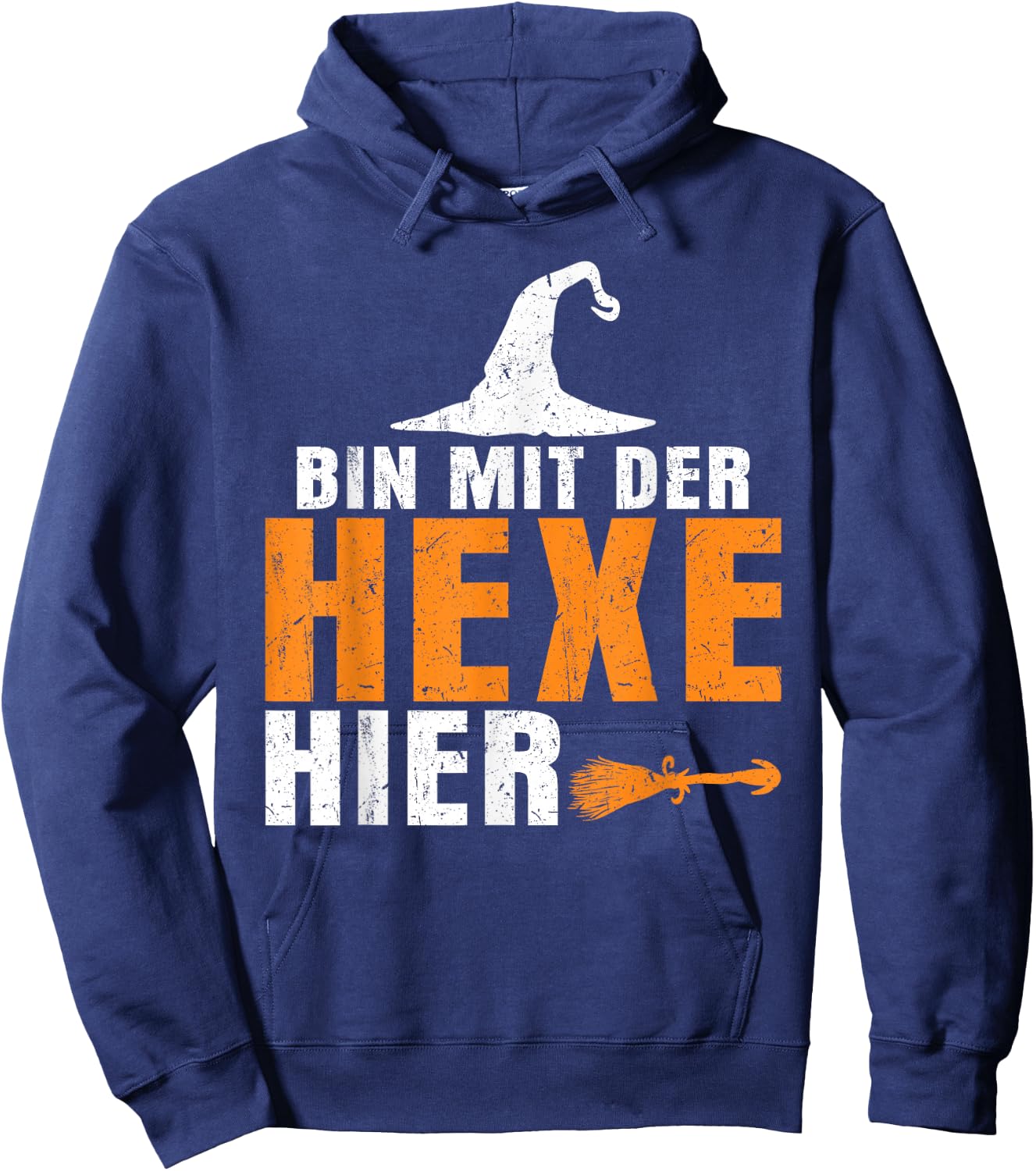 Halloween with German Text "Ich Bin Mit Der Hexe Hier, black Hoodie - Hoodie | Navy