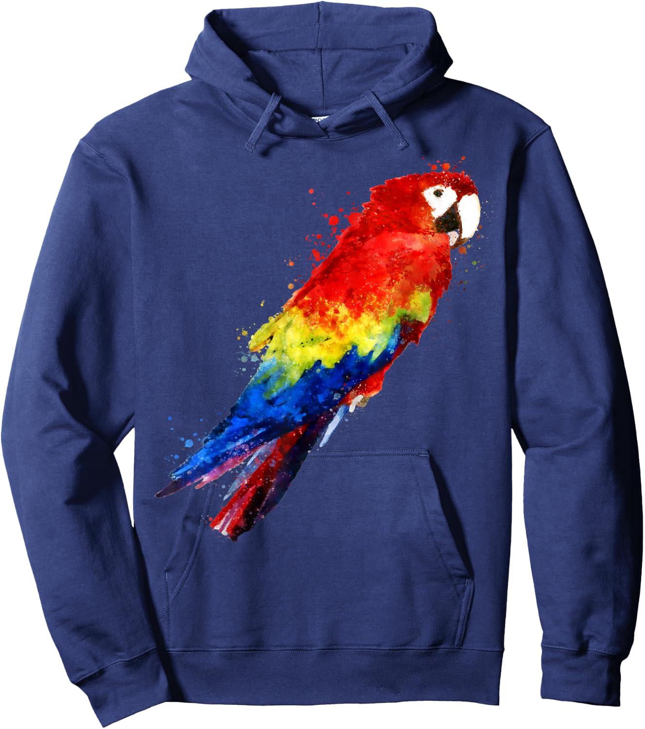 Watercolour colourful scarlet macaw parrot bird painting Hoodie - Hoodie | Navy