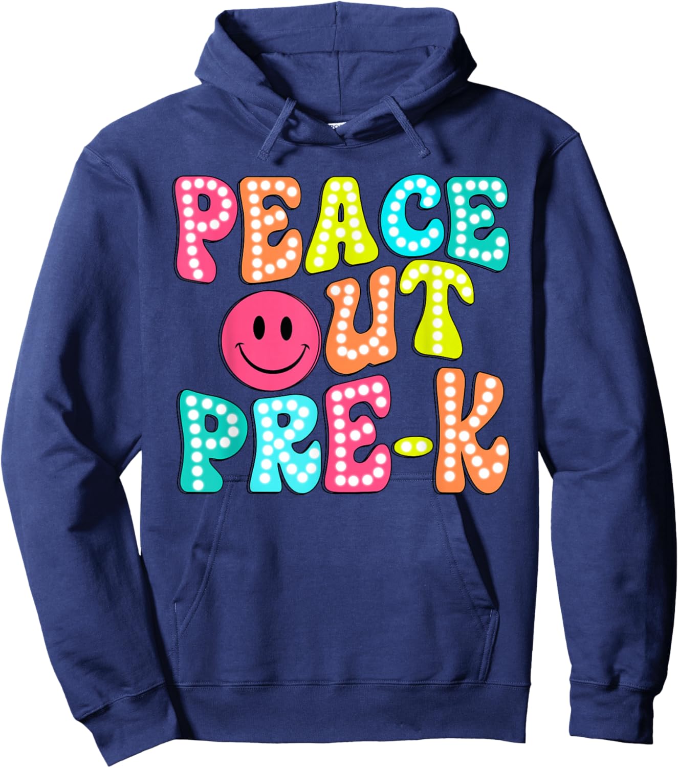 Peace Out Pre K Funny Happy Last Day Of School Groovy Retro Hoodie - Hoodie | Navy