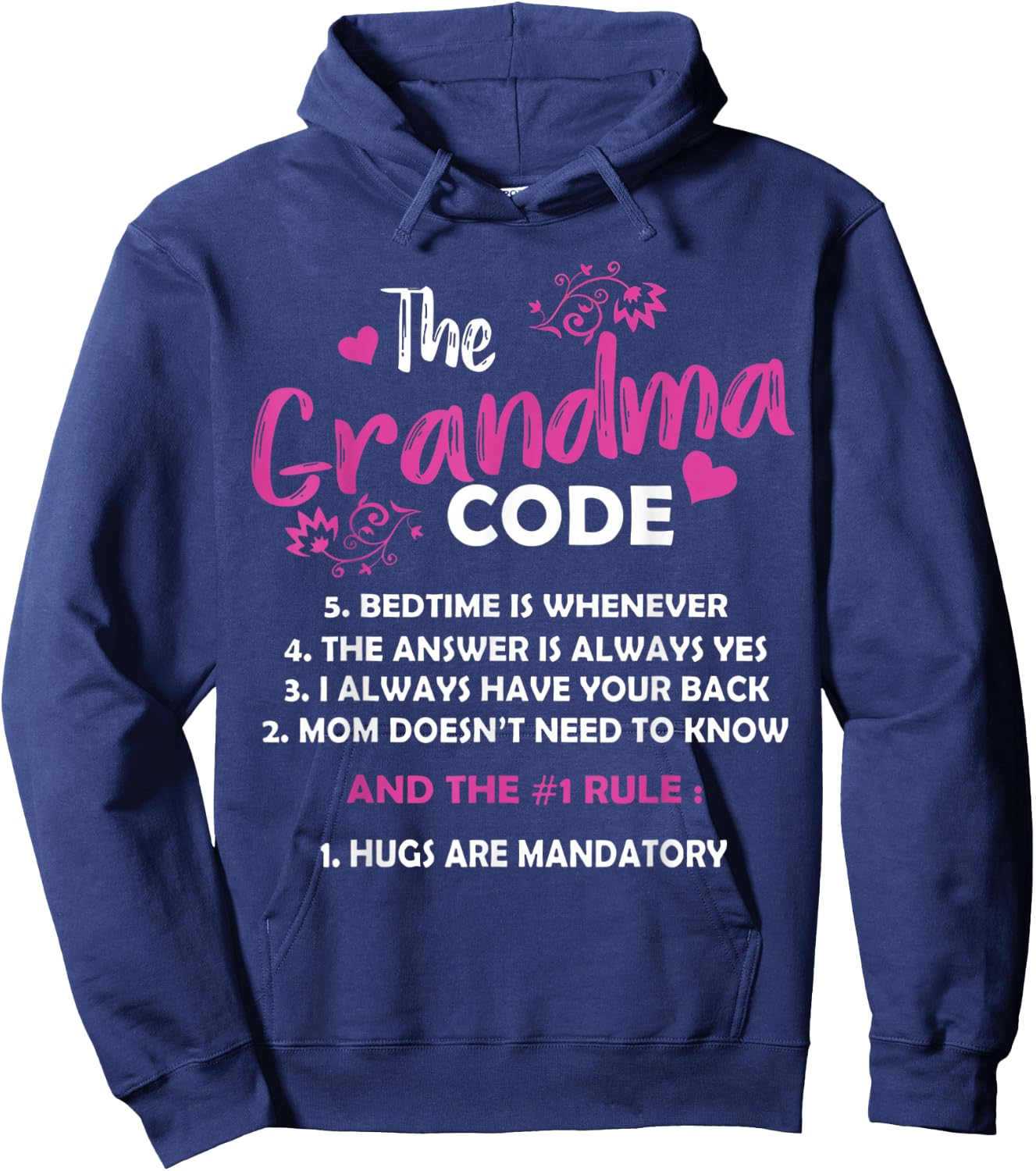 Funny Grandma Grandmother Rules - Women's Classic Fit Black Short Sleeve Cotton Blend - Small Hoodie - Hoodie | Navy