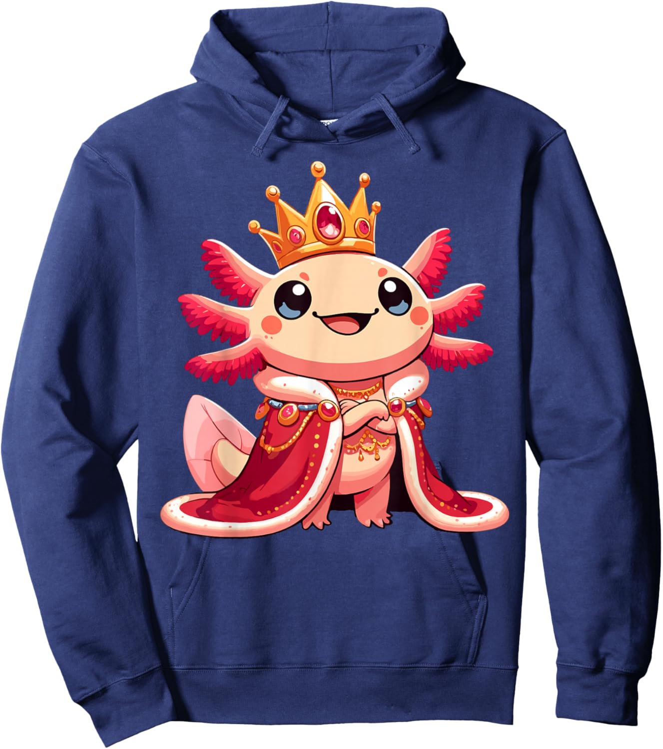 Axolotl Queen Anime Cute Kawaii Axolotl Hoodie - Hoodie | Navy