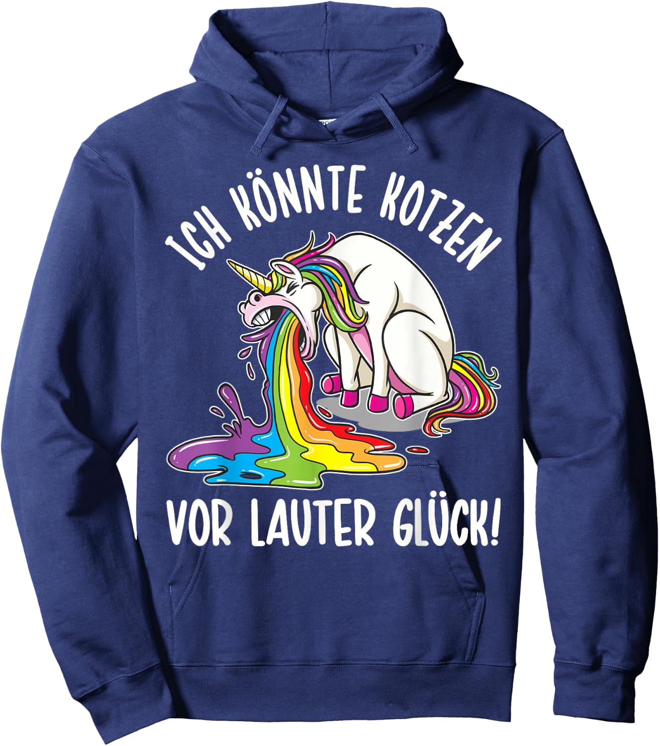with German Text "Ich KÖNTE KOTZEN VOR LAUTER Glück" [German Language], black Hoodie - Hoodie | Navy