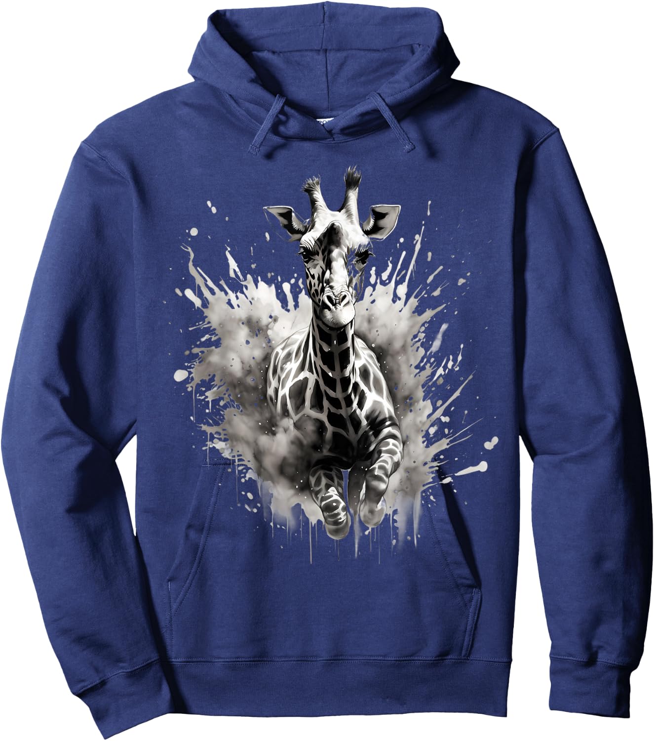 Giraffe Drawing Animal Print Splash Wildlife Safari Artwork Hoodie - Hoodie | Navy