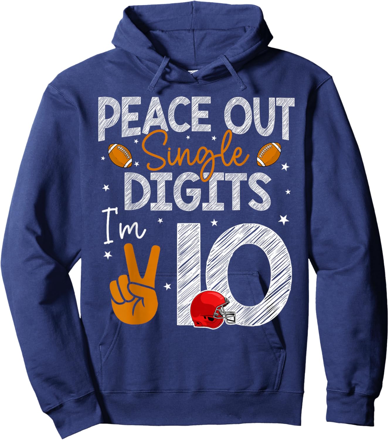 10th Birthday Boy Football Peace Out Single Digits 10 Yr old Hoodie - Hoodie | Navy