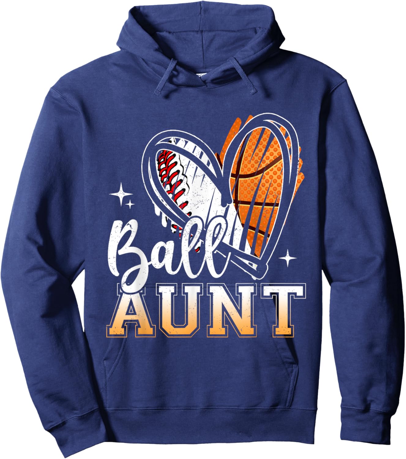 Ball Aunt Baseball Basketball Aunt Mothers Day Hoodie - Hoodie | Navy