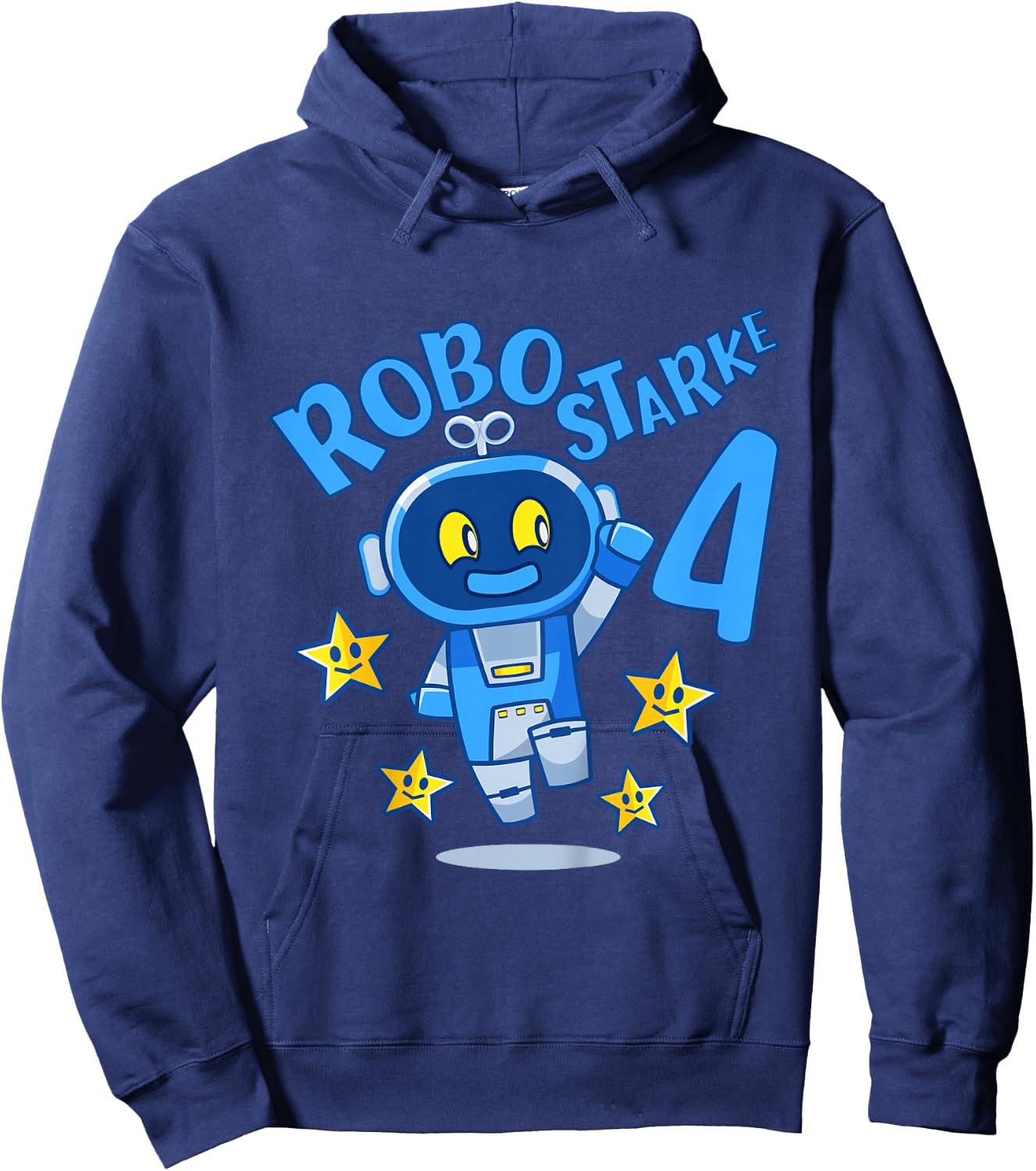 Children's Robot Birthday Shirt 4 Years Boy 4 Birthday , black, 80 Hoodie - Hoodie | Navy