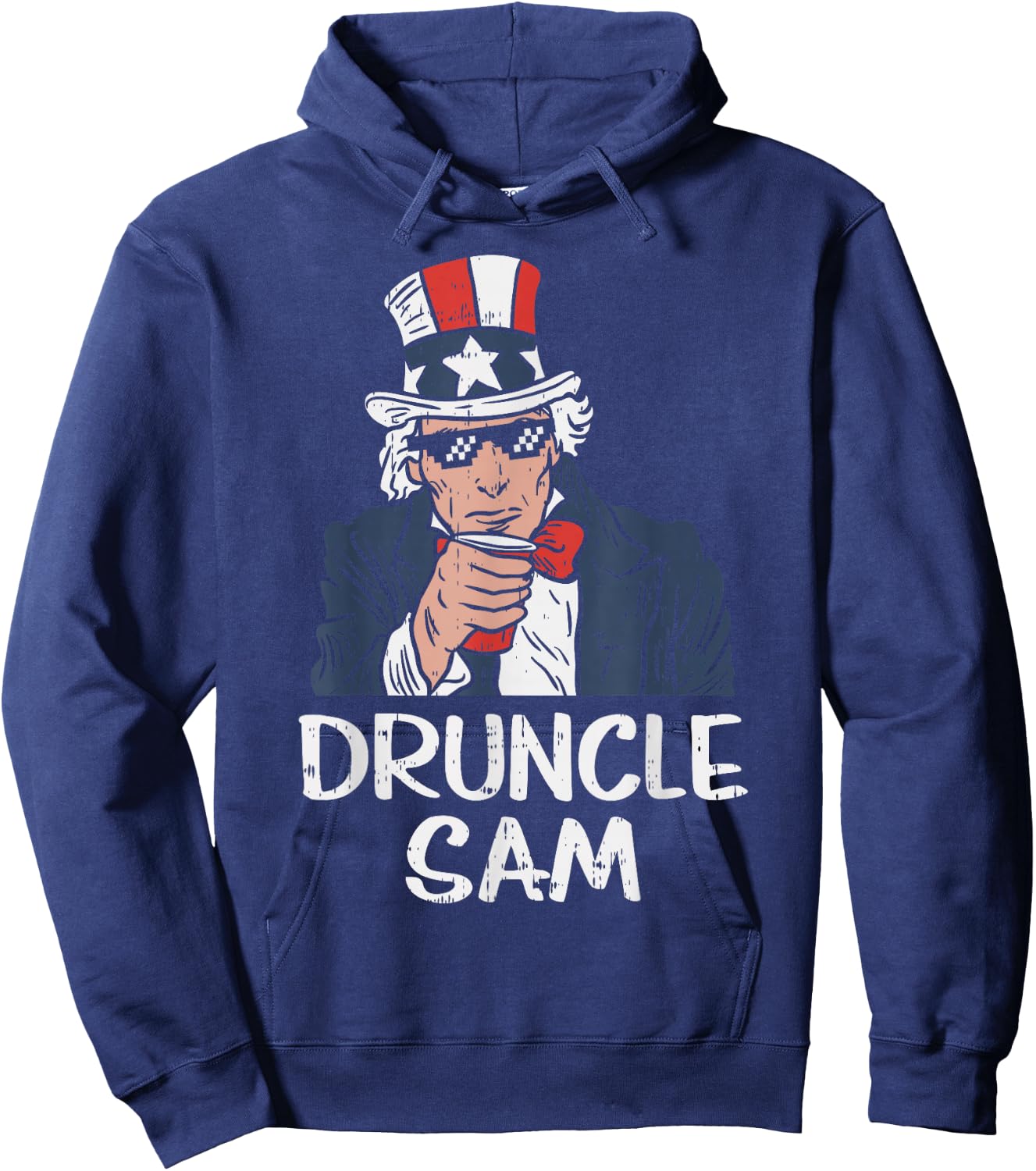 Druncle Sam Funny Uncle Sam Beer 4th Of July Party Drinking Hoodie - Hoodie | Navy