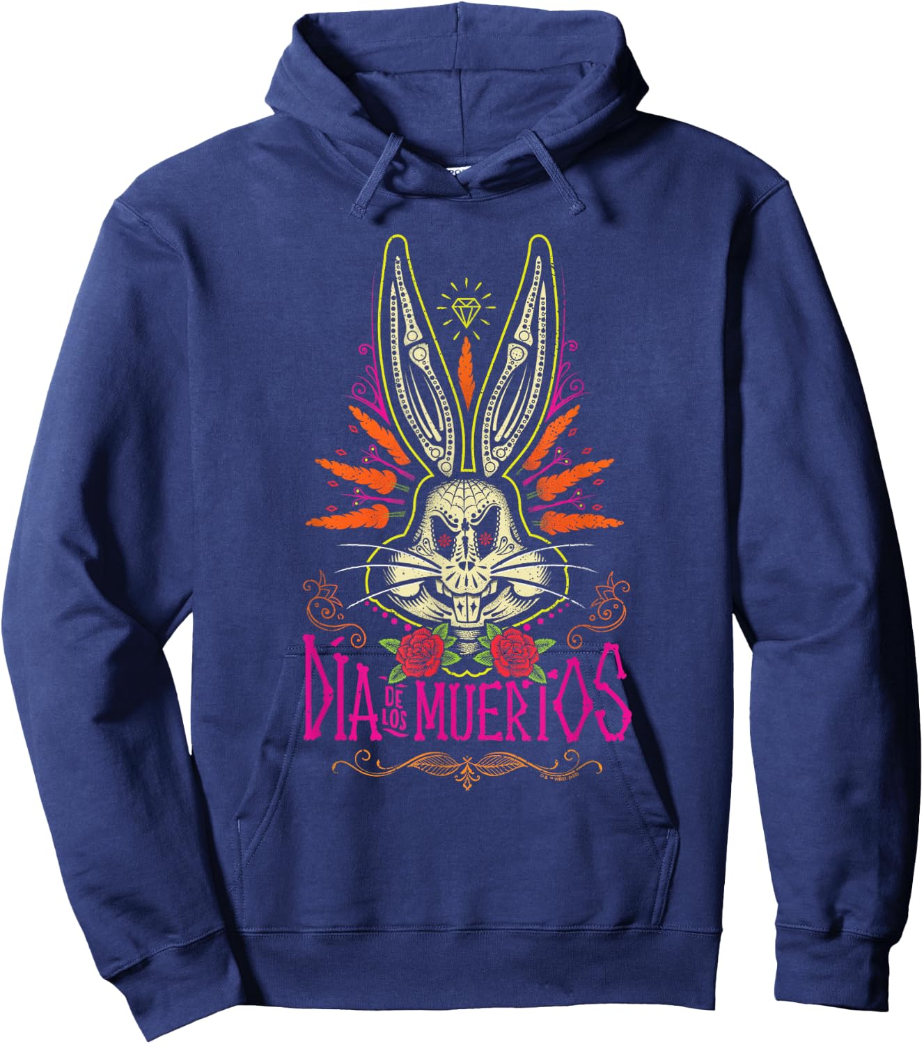Looney Tunes Dia De Los Muertos Creepy Bugs Bunny Halloween , black, s Hoodie - Hoodie | Navy