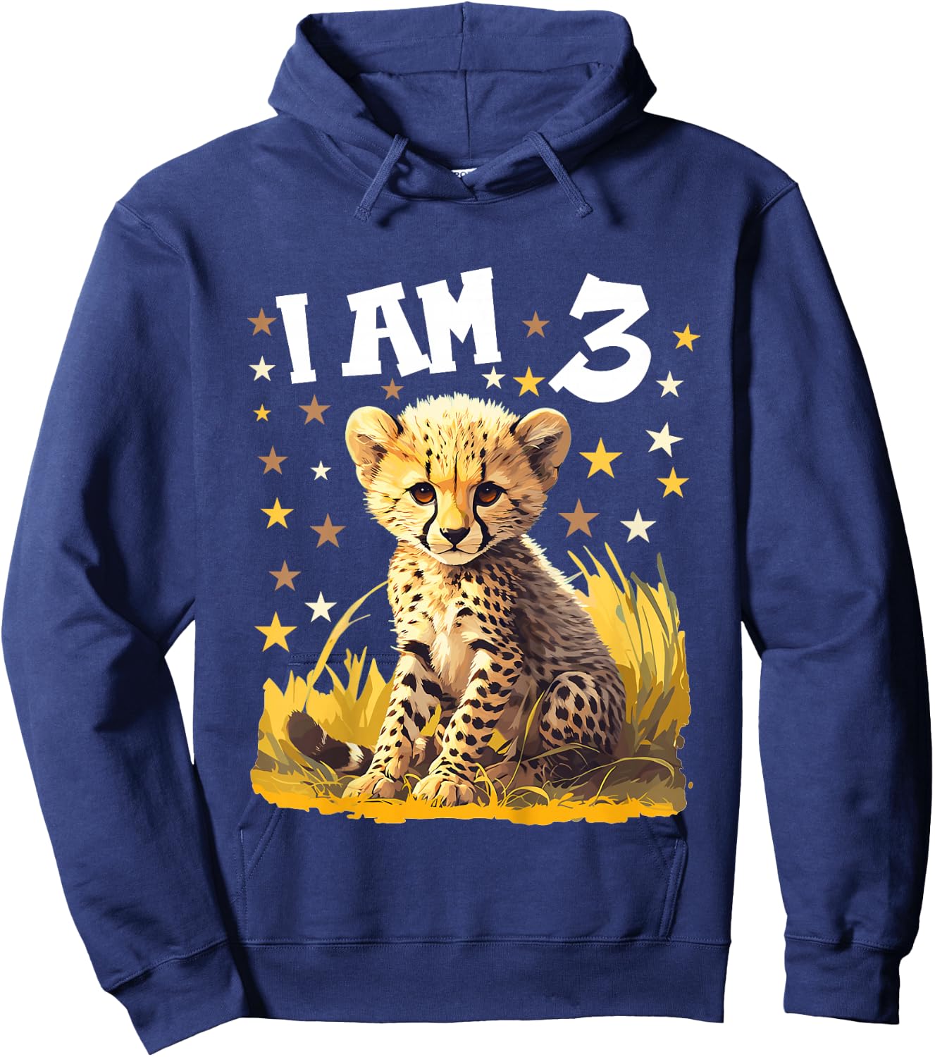 Kids 3 Years old 3 birthday Cheetahs Boy Girl Cheetah Hoodie - Hoodie | Navy