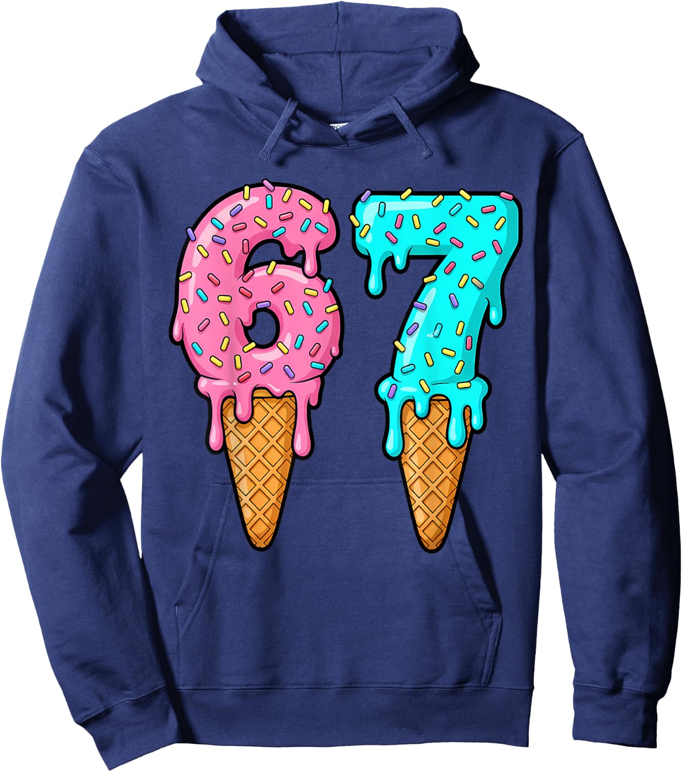 6 7 Ice Cream Drip 67 Boys Girls Six Seven Kids Men Women Hoodie - Hoodie | Navy